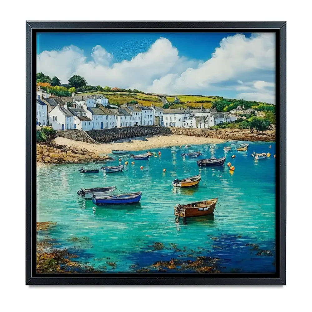 Cornwall Coastal Village Oversized Canvas Print