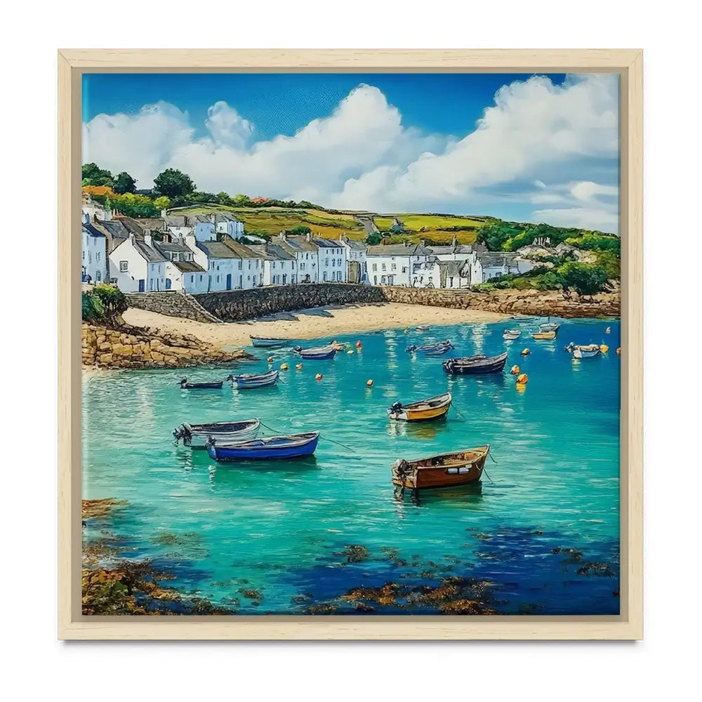 Cornwall Coastal Village Oversized Canvas Print