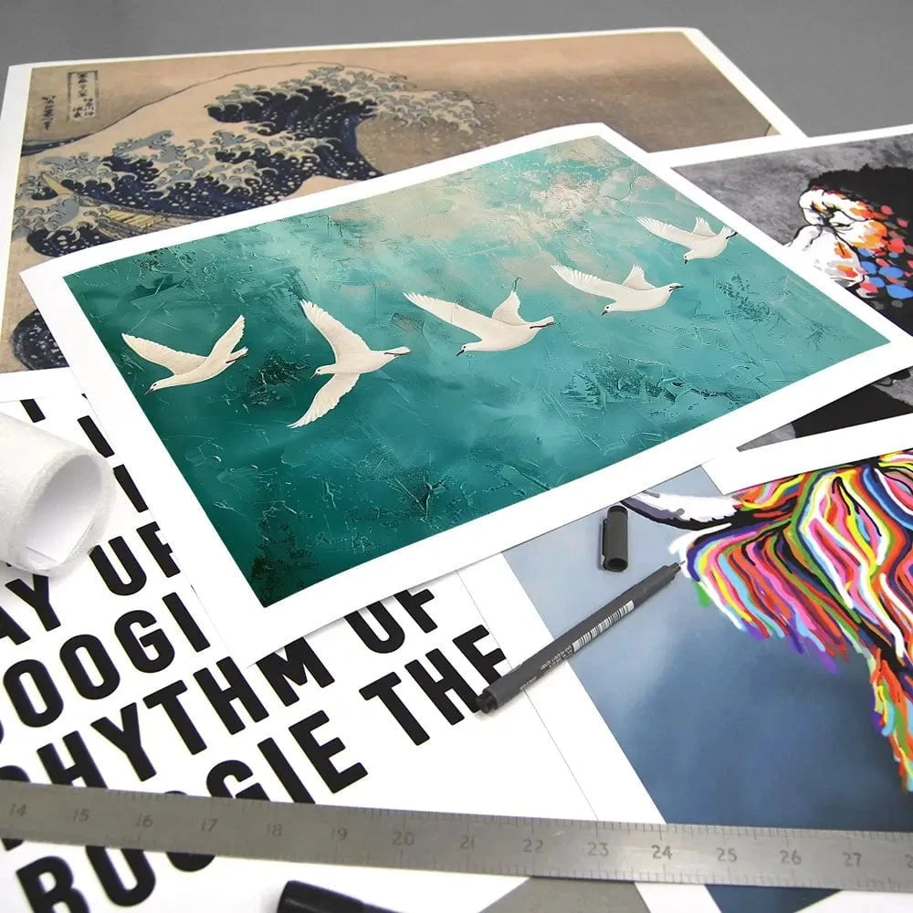 Five White Birds Art Print