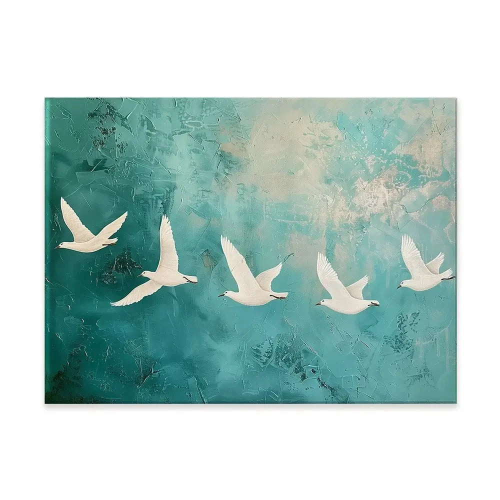 Five White Birds Canvas Print