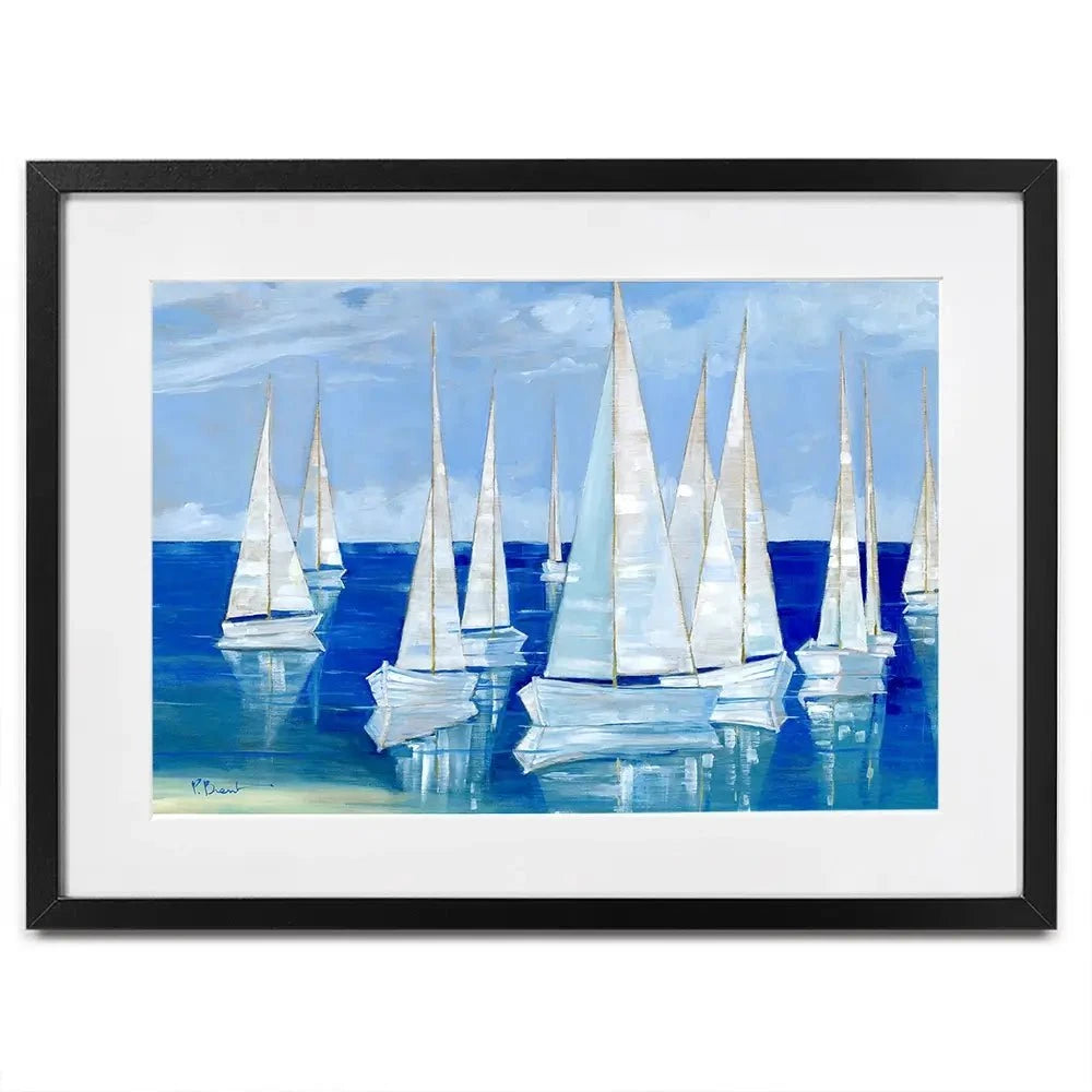 Blanco Beach Sailboats Framed Art Print