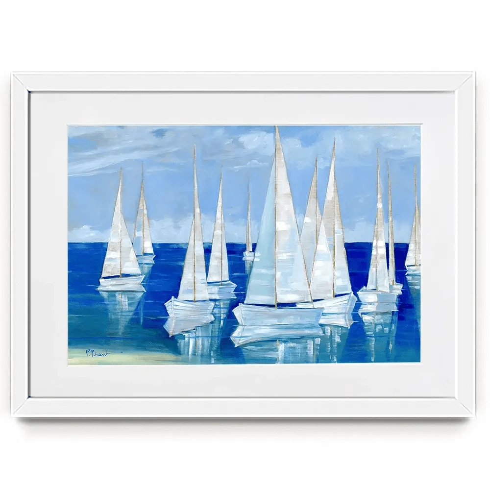 Blanco Beach Sailboats Framed Art Print