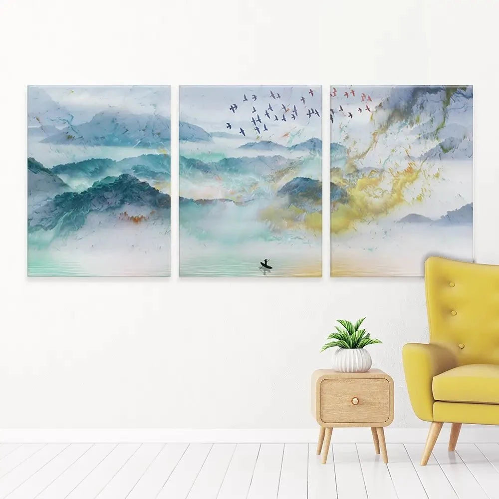 Marbled Mountains Trio Canvas Print