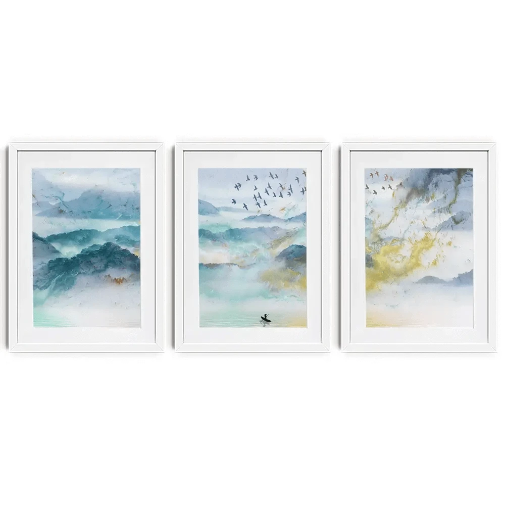 Marbled Mountains Framed Art Print Trio