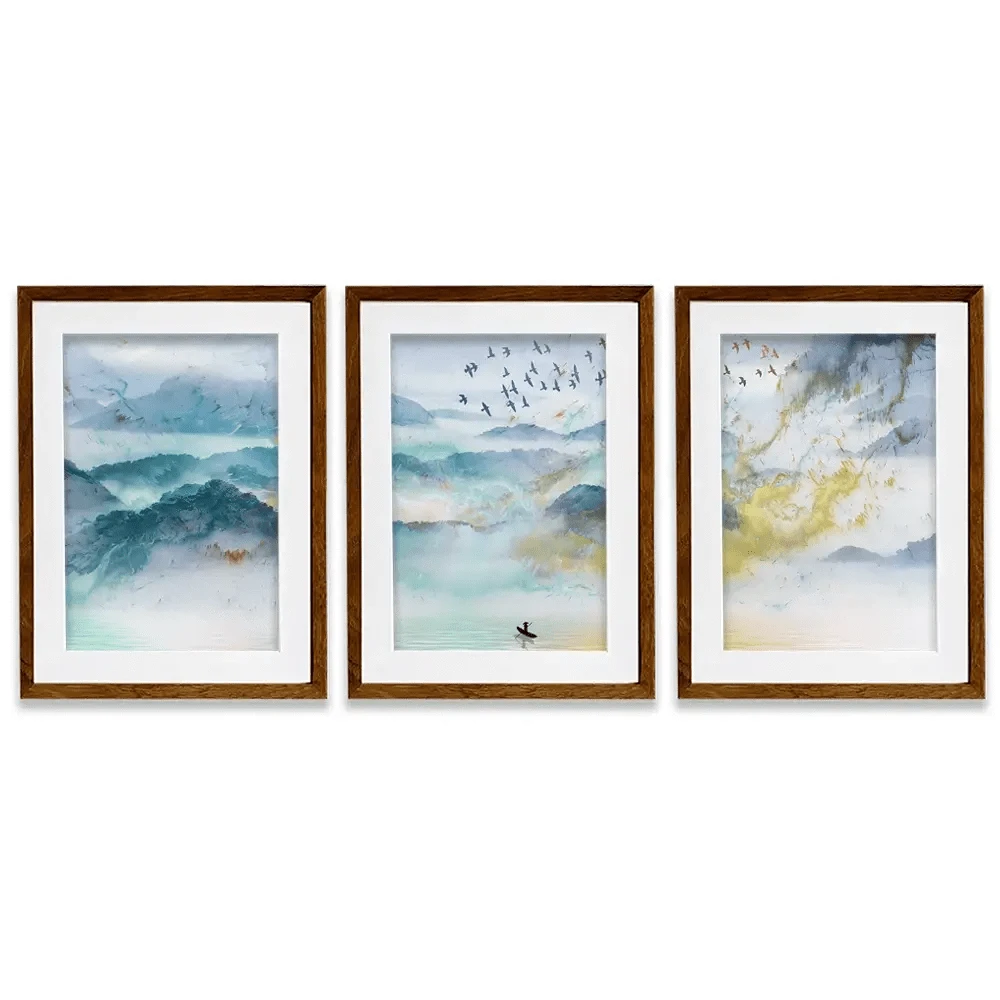 Marbled Mountains Framed Art Print Trio