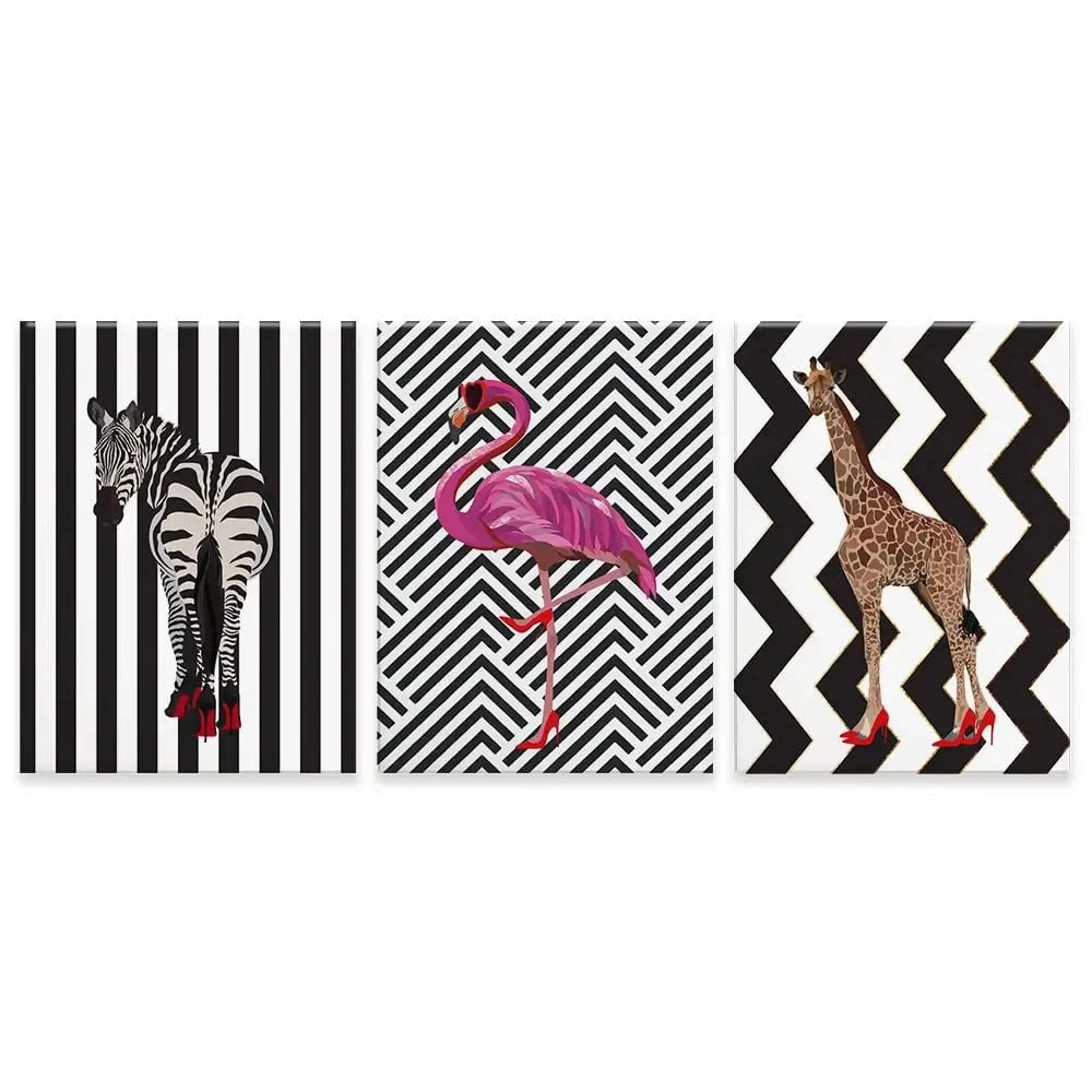 Animals In Heels Trio Canvas Print