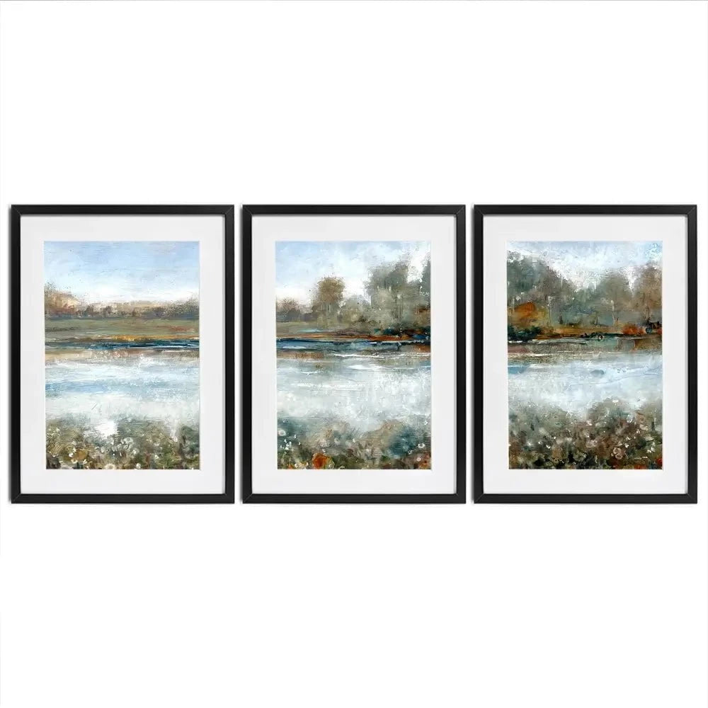 Stream Side Framed Art Print Trio