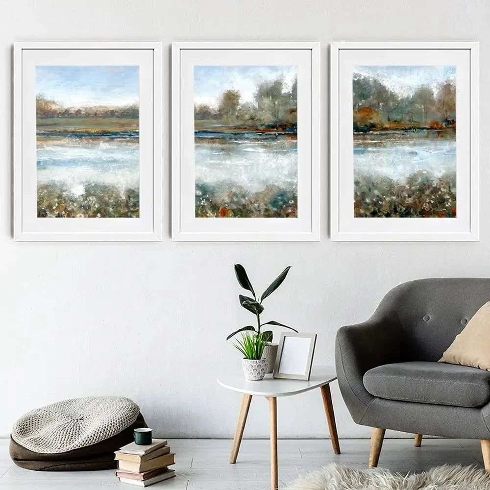 Stream Side Framed Art Print Trio