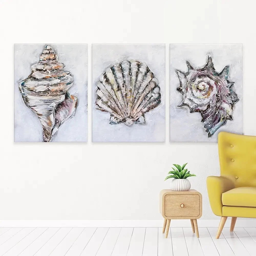 Three Shells Trio Canvas Print