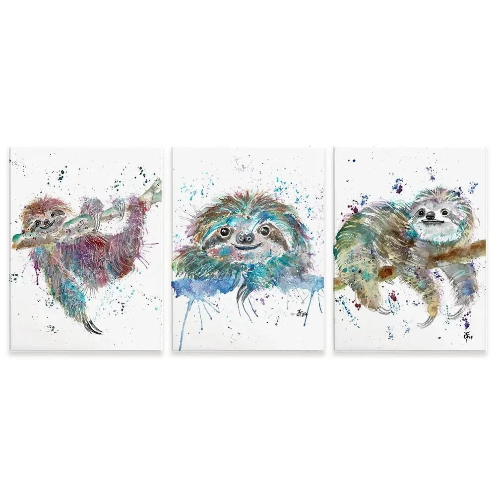 Sloth Life Trio Canvas Print