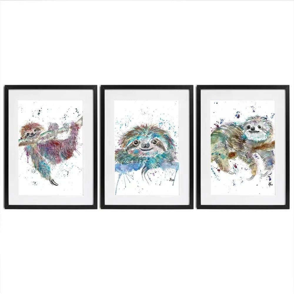 Sloth Life Framed Art Print Trio