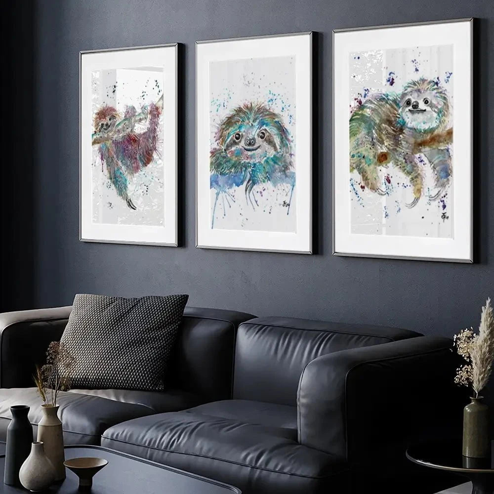 Sloth Life Framed Art Print Trio
