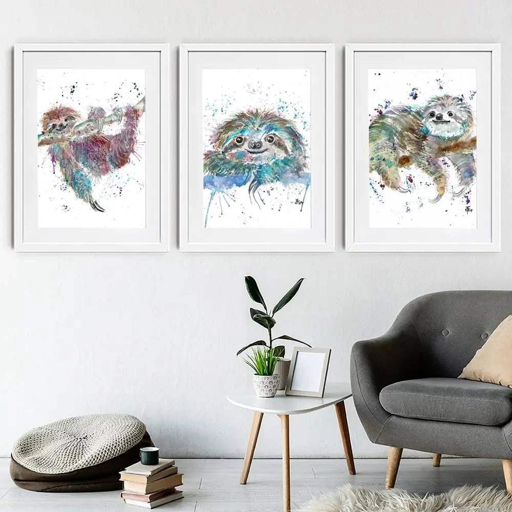 Sloth Life Framed Art Print Trio