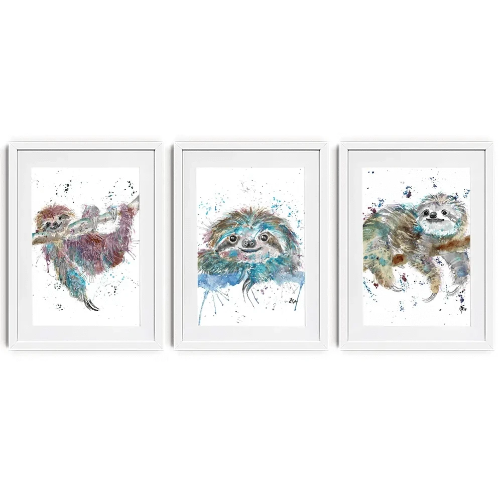Sloth Life Framed Art Print Trio