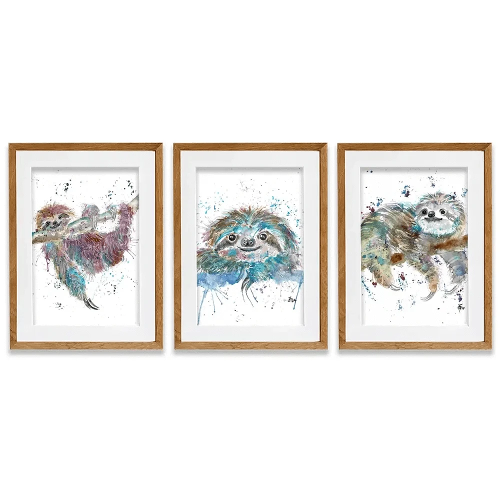 Sloth Life Framed Art Print Trio