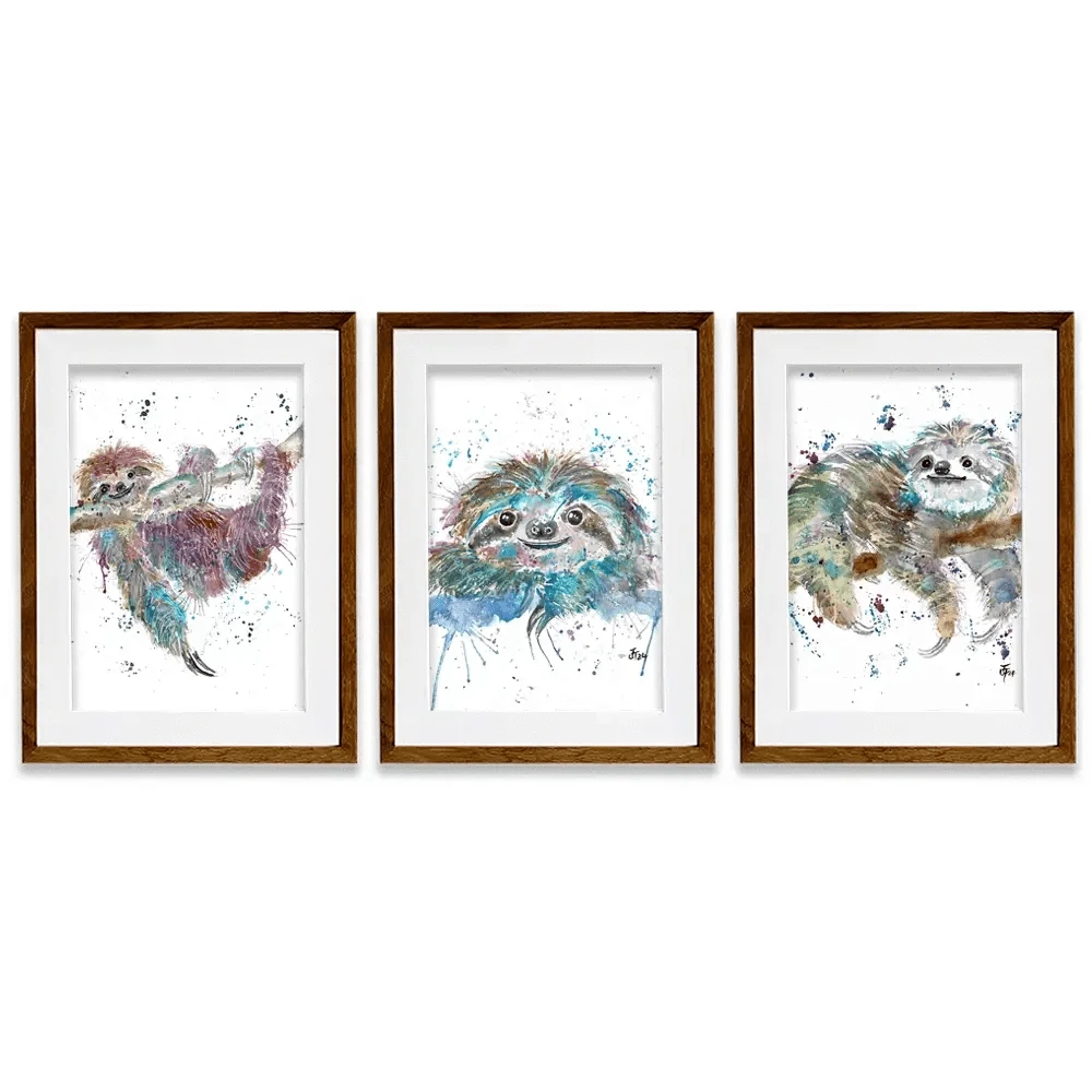 Sloth Life Framed Art Print Trio