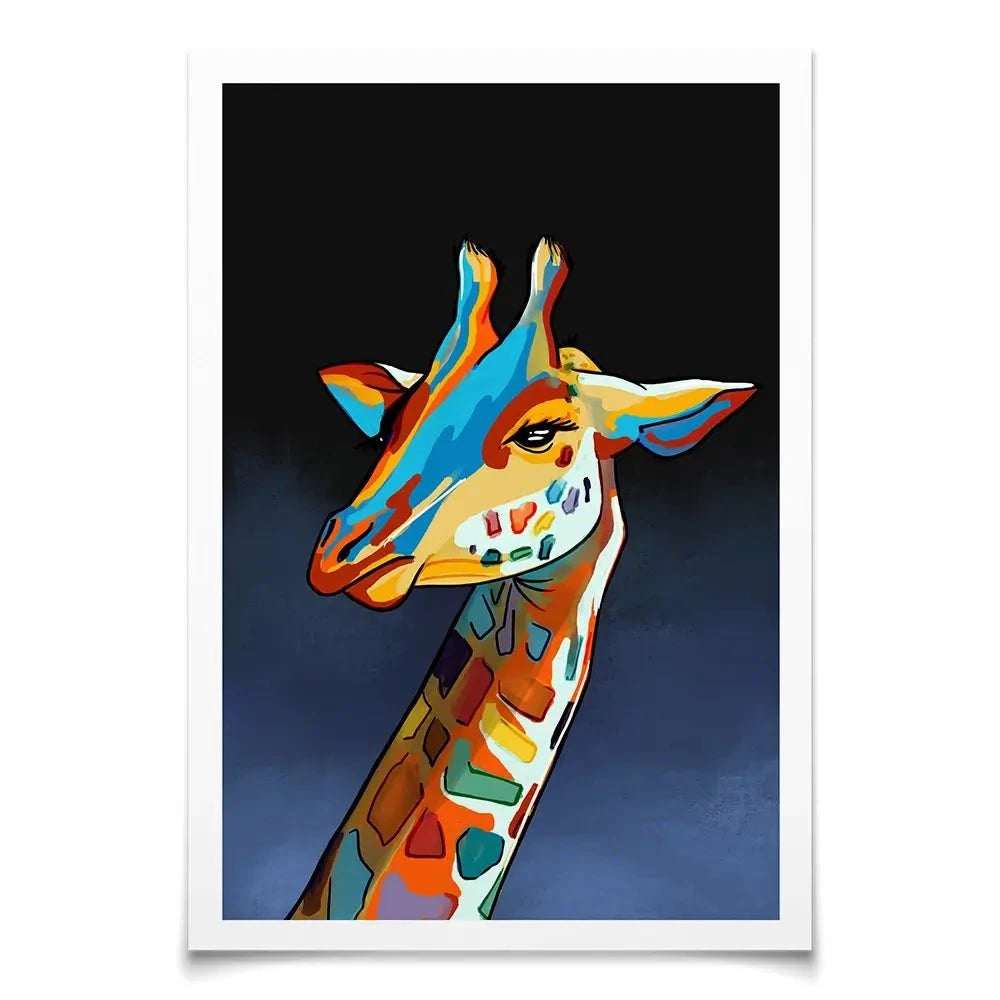 Multicoloured Giraffe Art Print