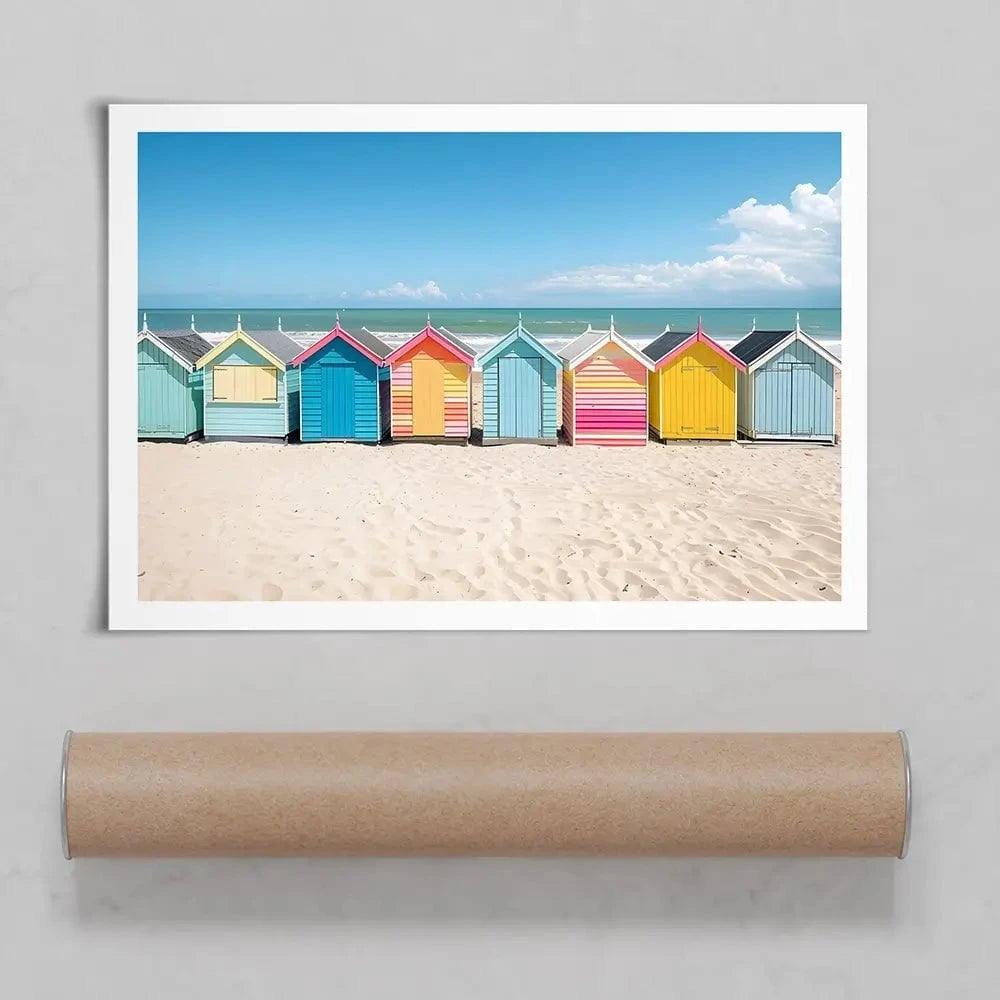 Beach Huts In A Row Art Print