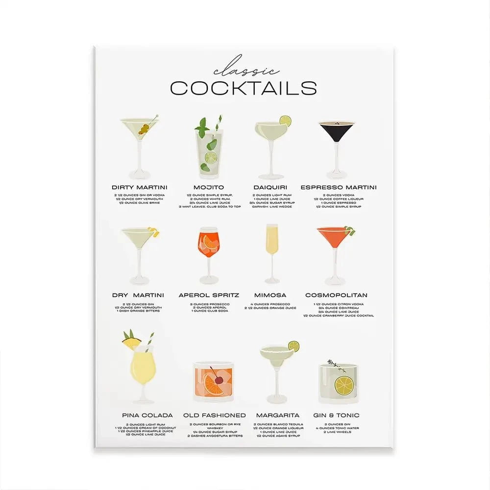Classic Cocktails Canvas Print