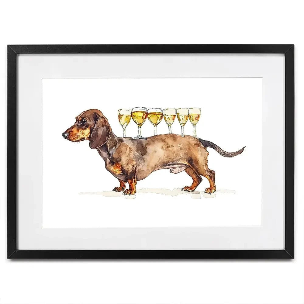 Balancing Dachshund Framed Art Print