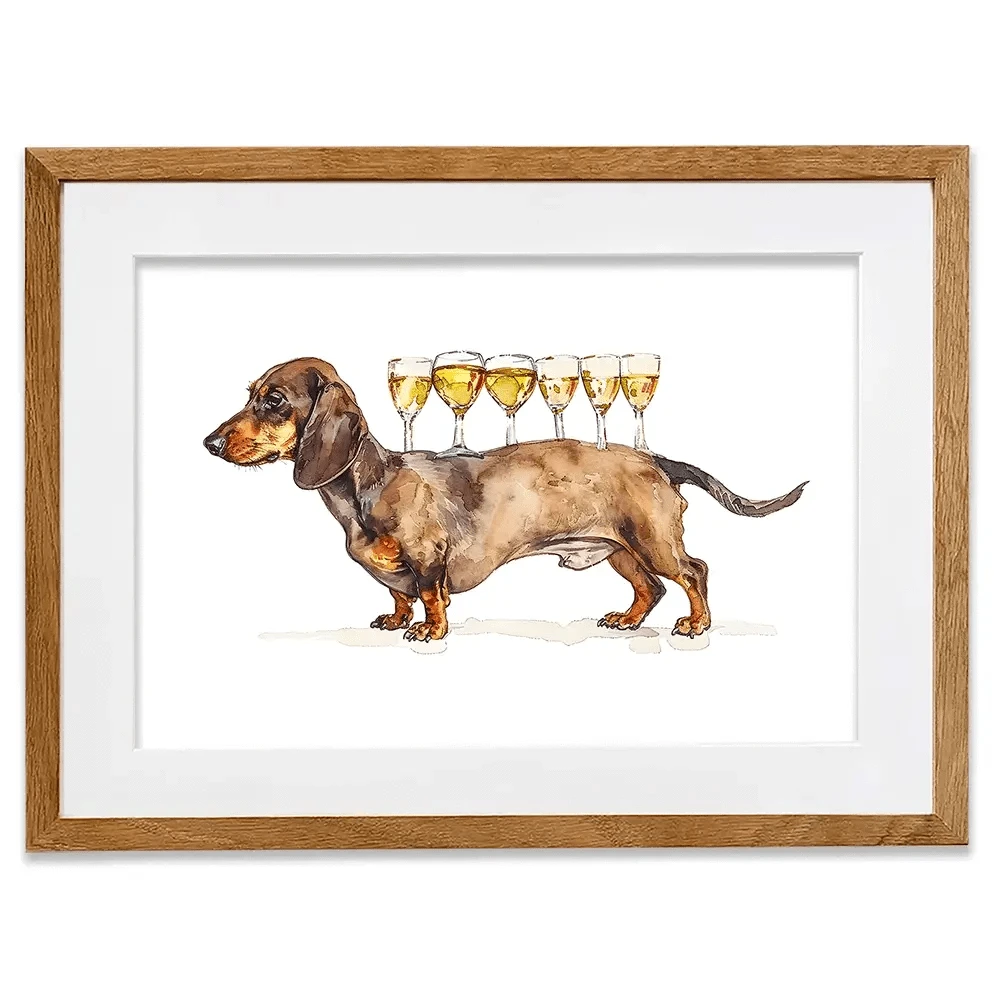 Balancing Dachshund Framed Art Print