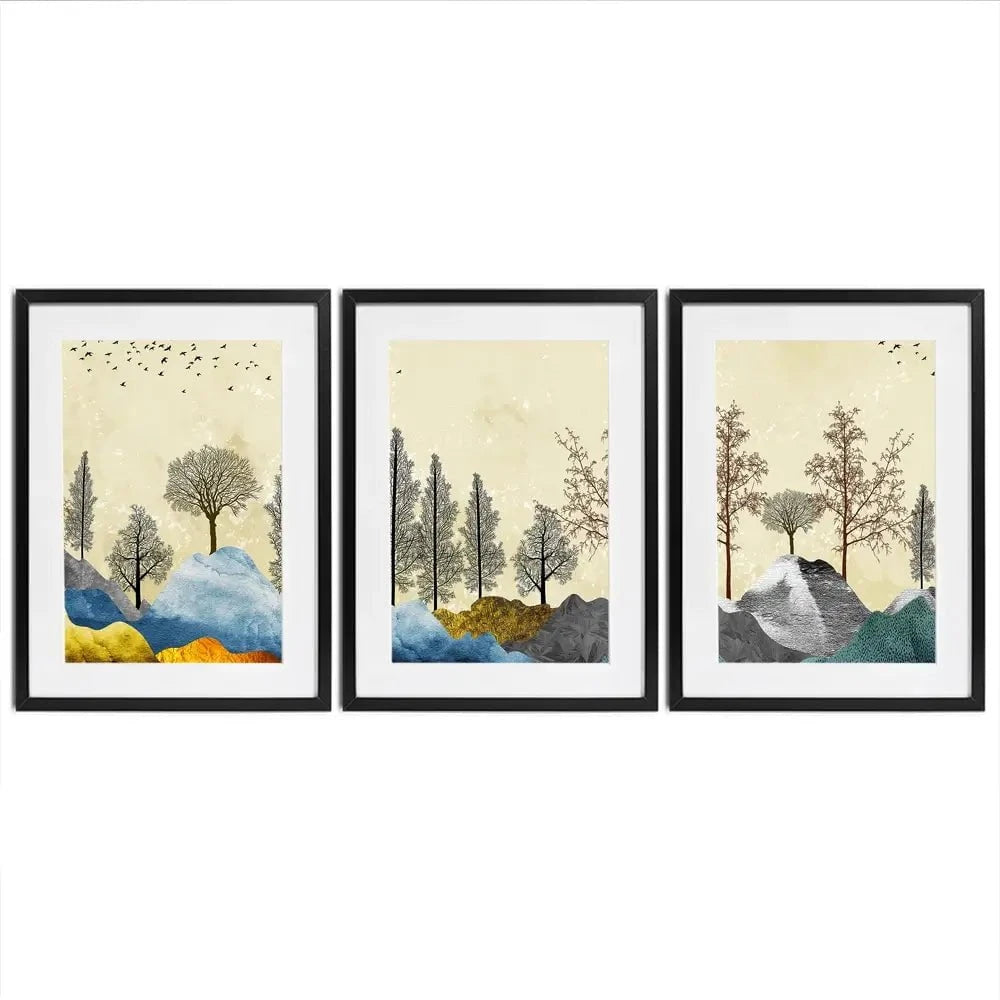 Scenic Landscape Framed Art Print Trio