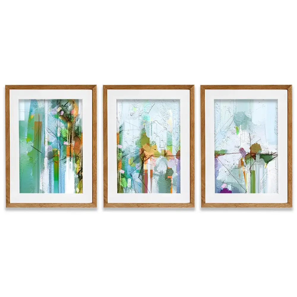 Green Framed Art Print Trio
