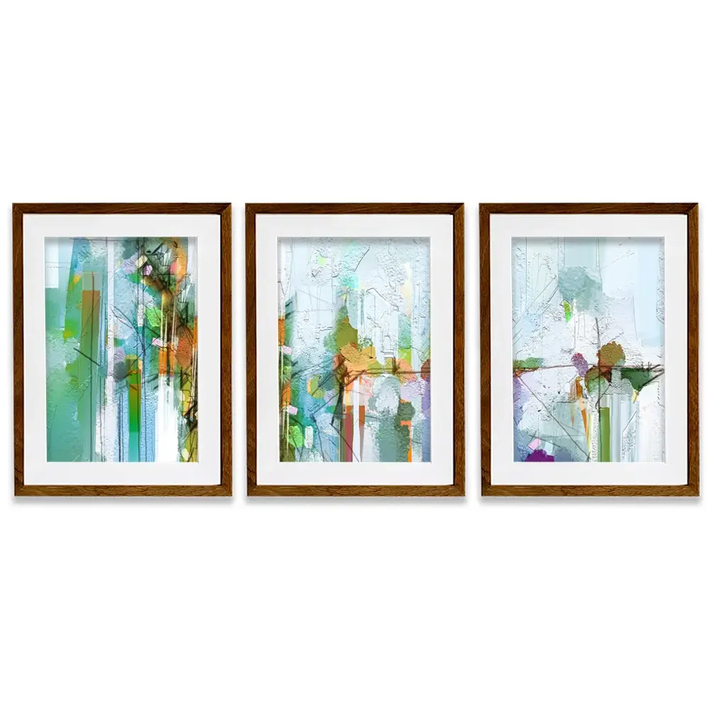 Green Framed Art Print Trio