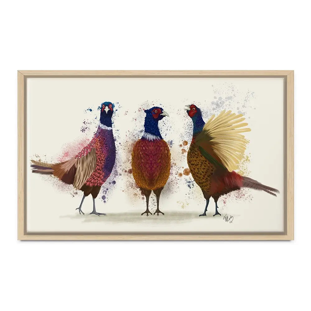 Three Pheasants Oversized Canvas Print
