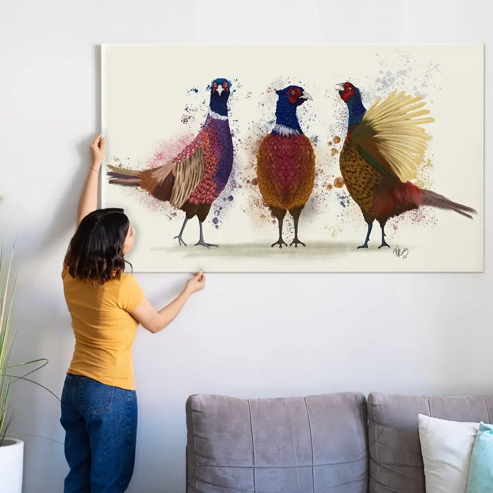 Three Pheasants Oversized Canvas Print