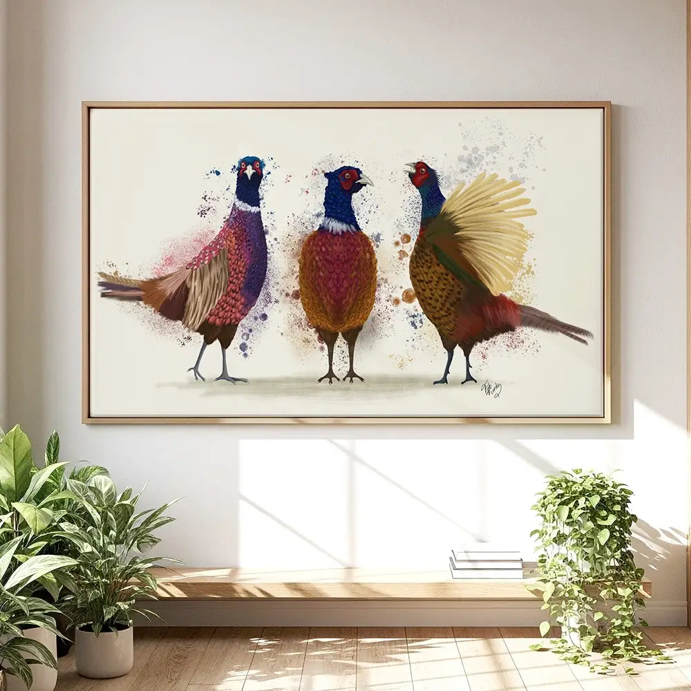 Three Pheasants Oversized Canvas Print