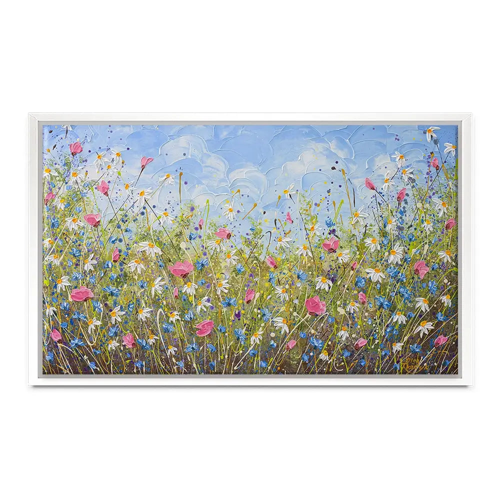 Clouds Over Daisies Oversized Canvas Print