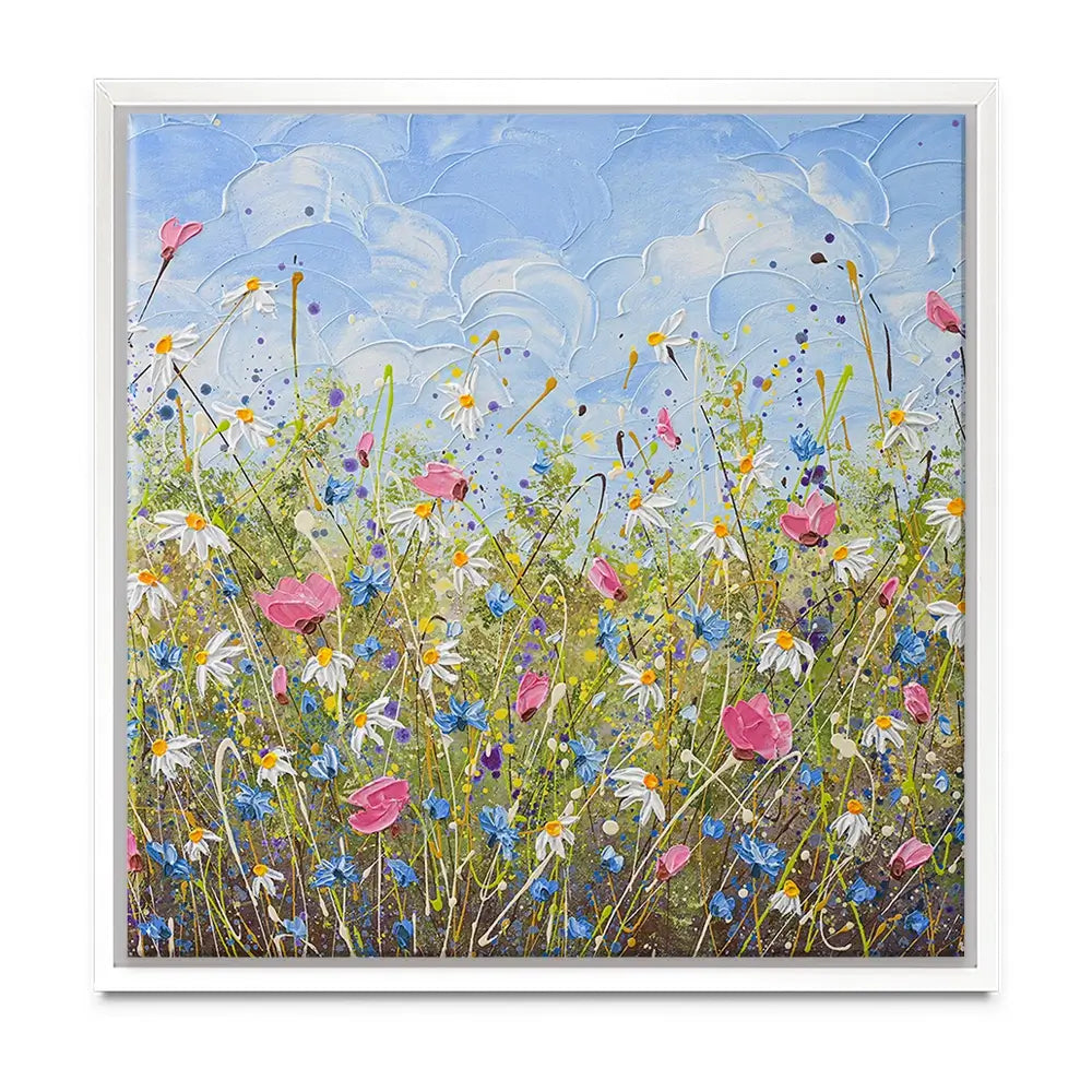 Clouds Over Daisies Oversized Canvas Print