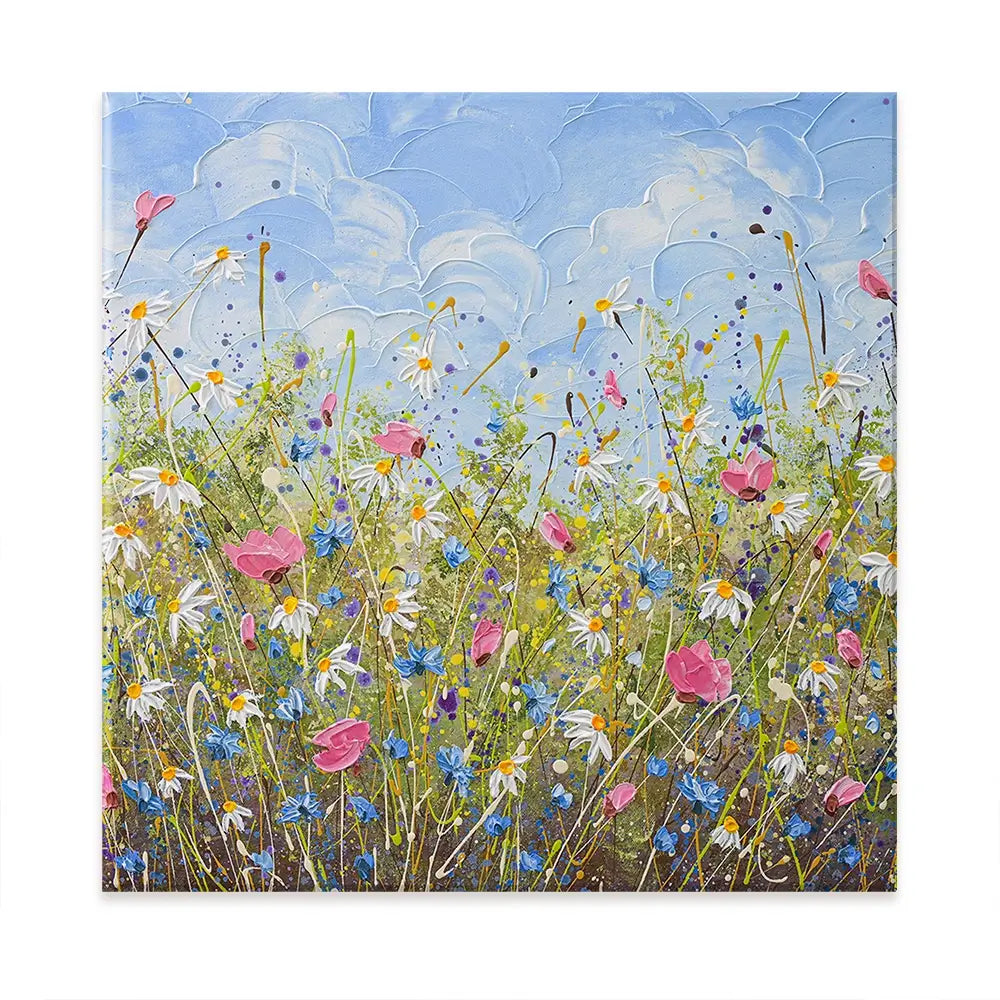 Clouds Over Daisies Oversized Canvas Print