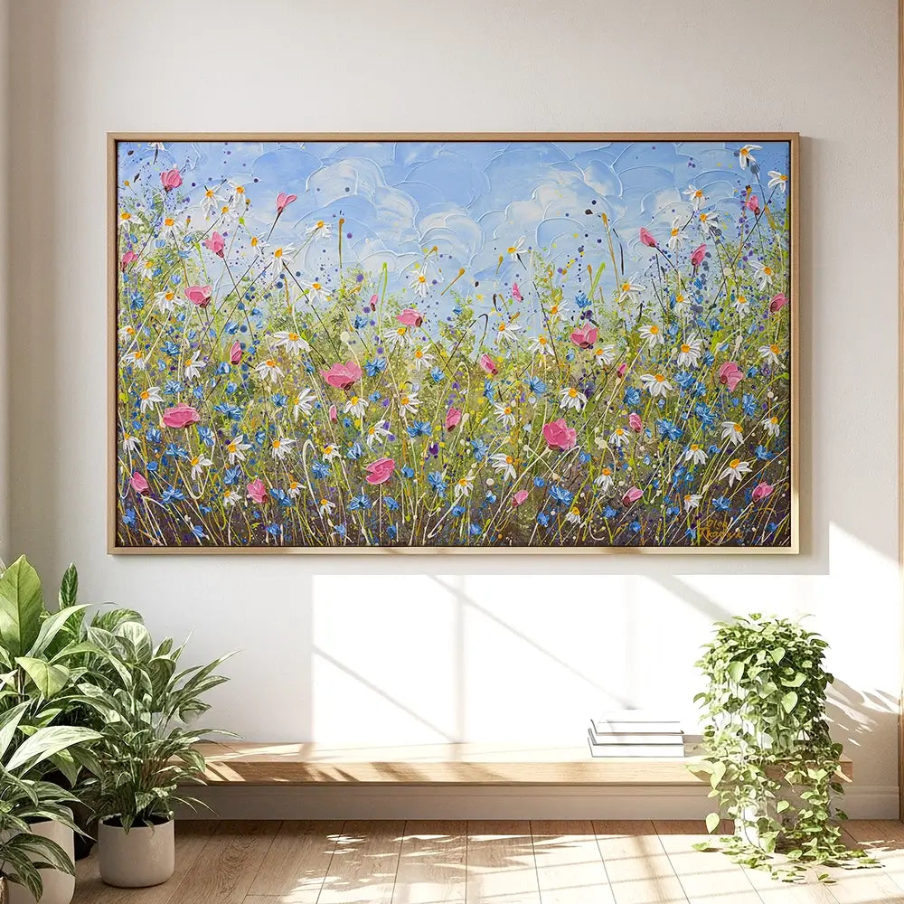 Clouds Over Daisies Oversized Canvas Print
