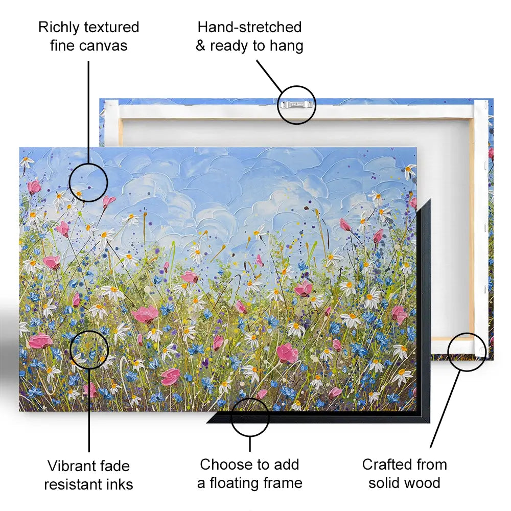 Clouds Over Daisies Oversized Canvas Print