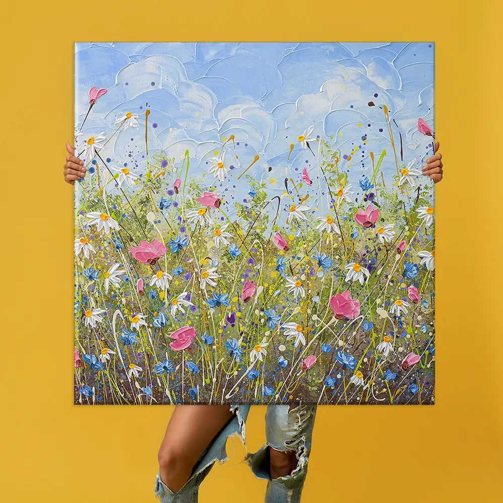 Clouds Over Daisies Oversized Canvas Print
