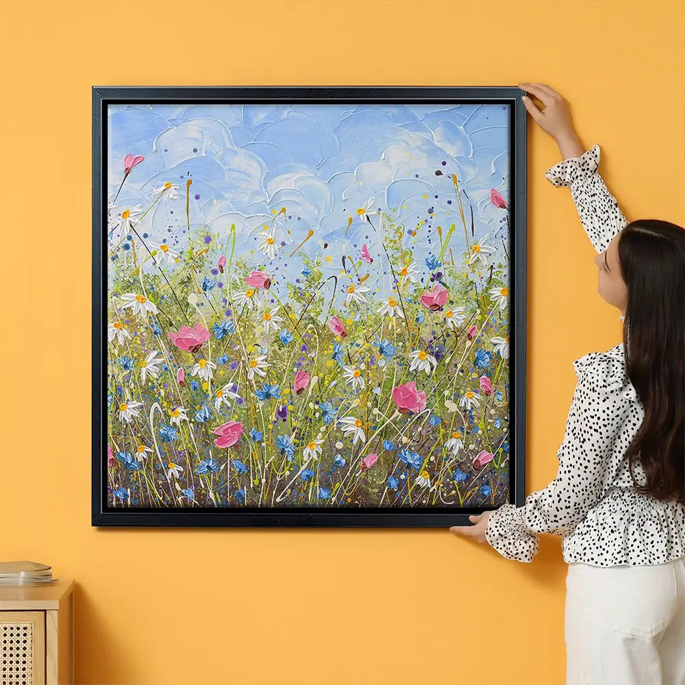 Clouds Over Daisies Oversized Canvas Print