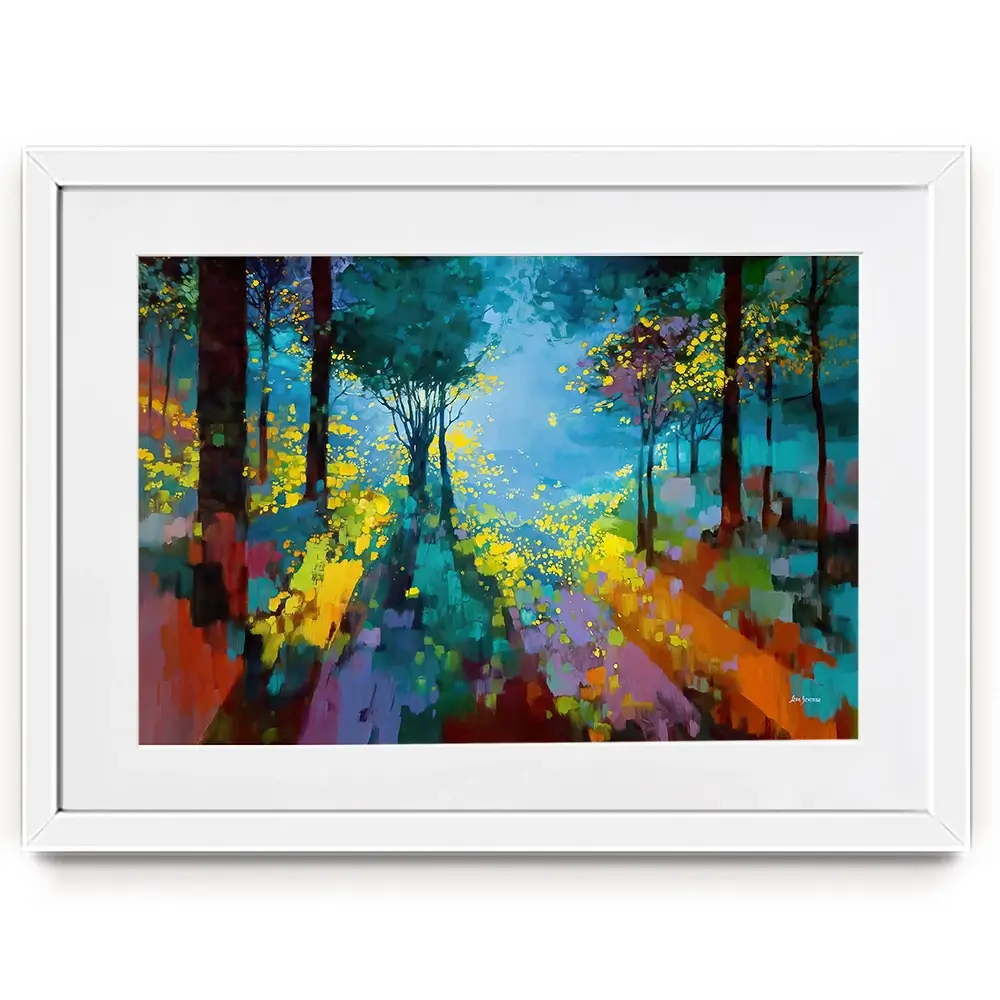 Enchanted Colourful Forest Framed Art Print