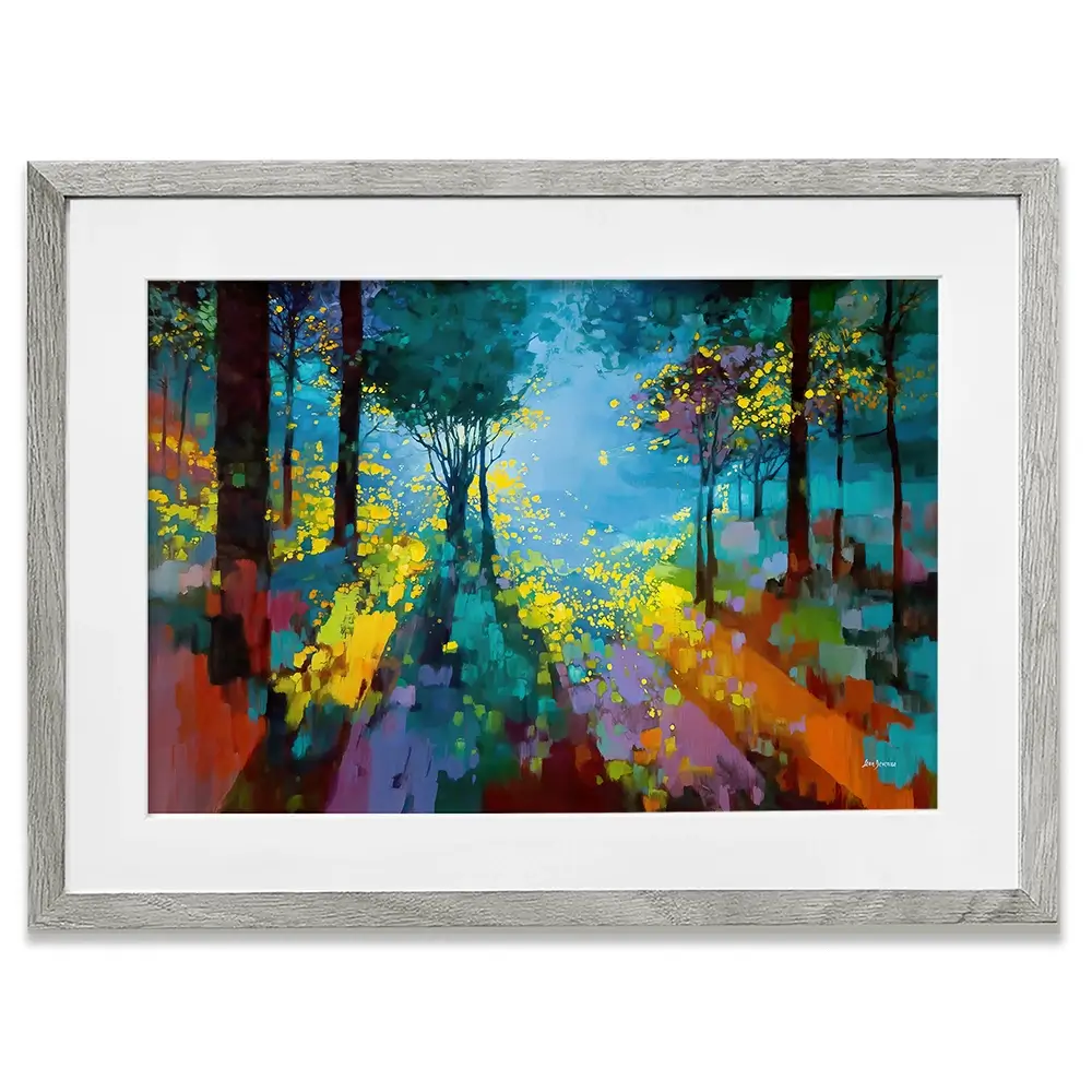 Enchanted Colourful Forest Framed Art Print