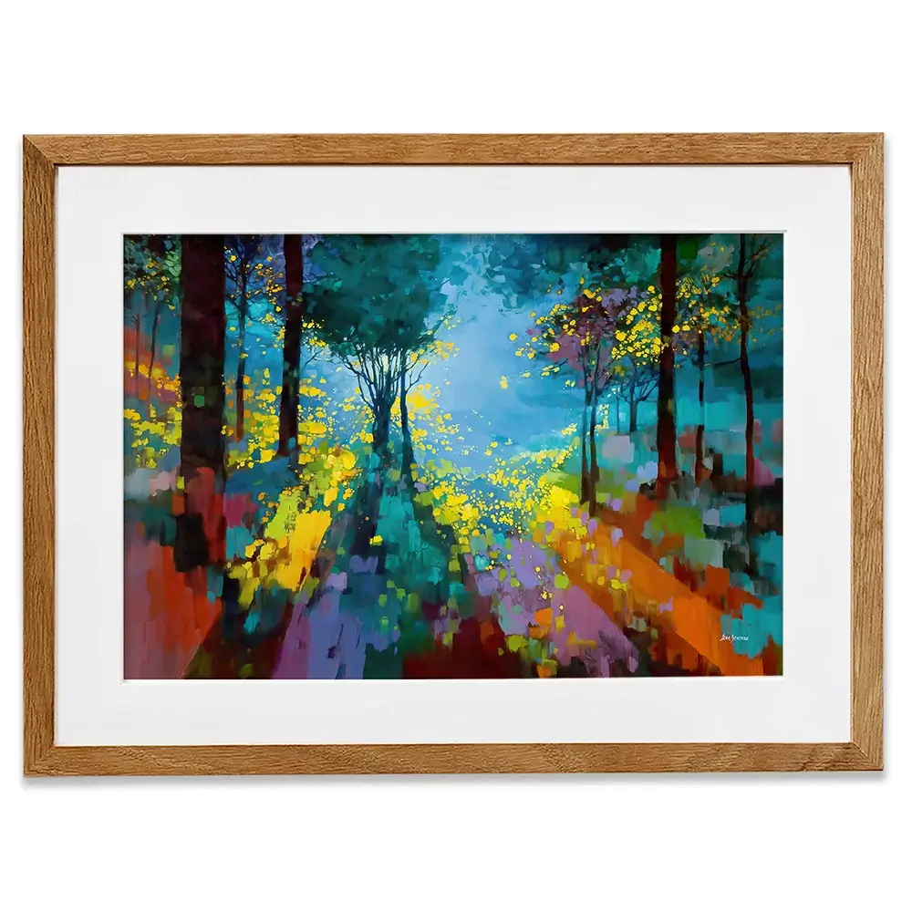 Enchanted Colourful Forest Framed Art Print