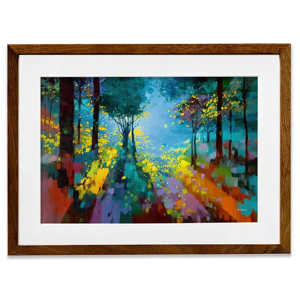 Enchanted Colourful Forest Framed Art Print