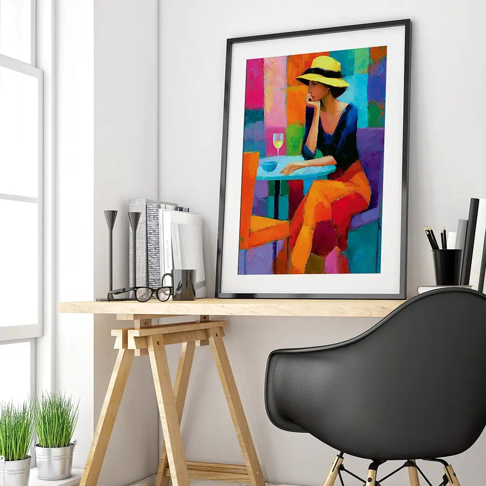 Cafe Woman Framed Art Print