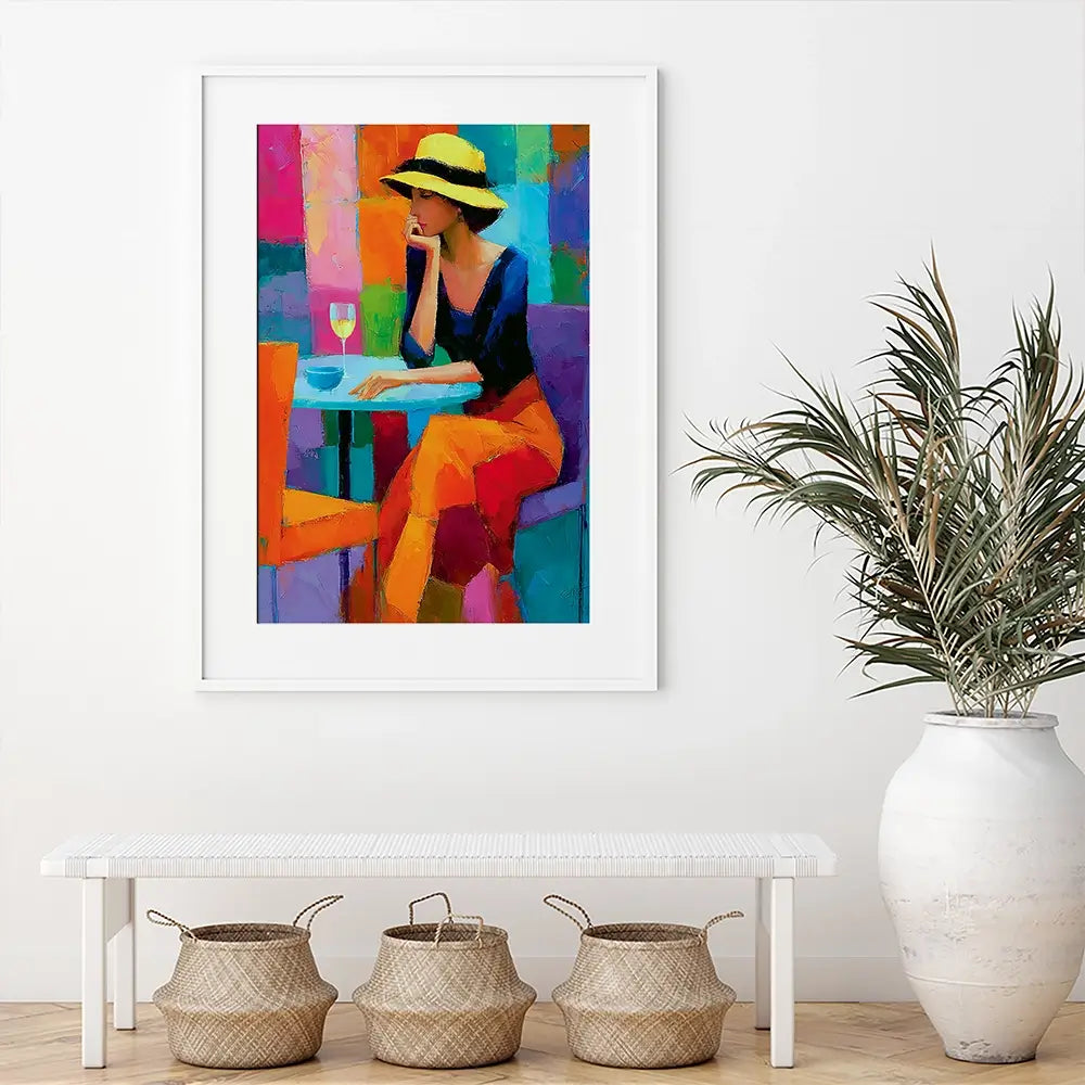 Cafe Woman Framed Art Print