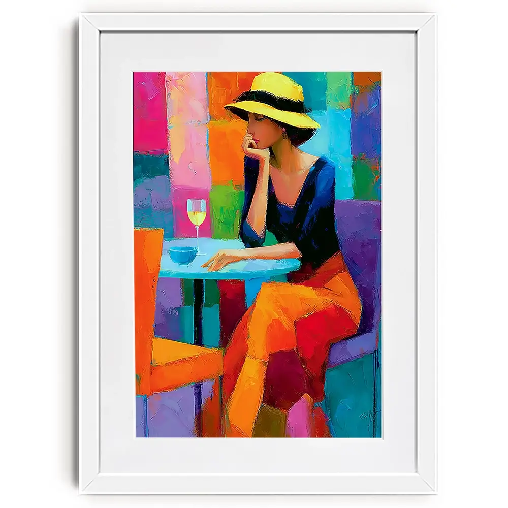 Cafe Woman Framed Art Print