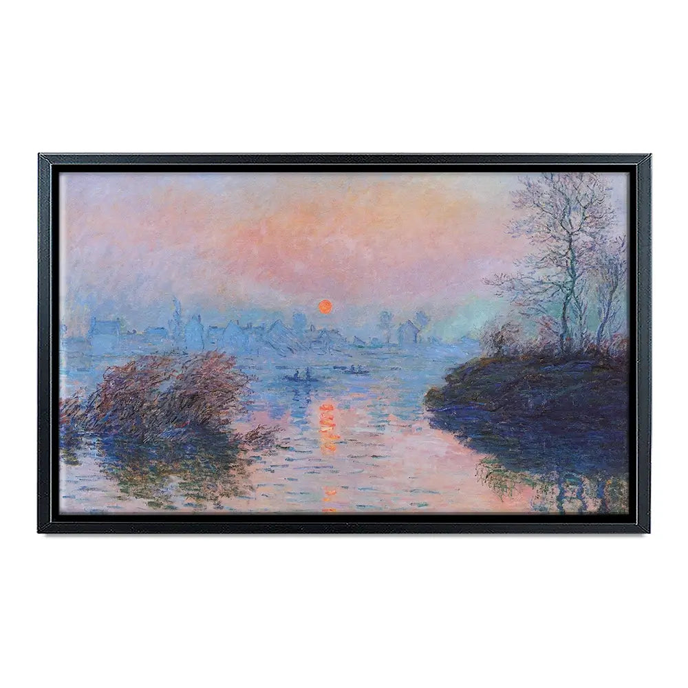 Sunset On The Seine At Lavacourt Winter Effect Canvas Print