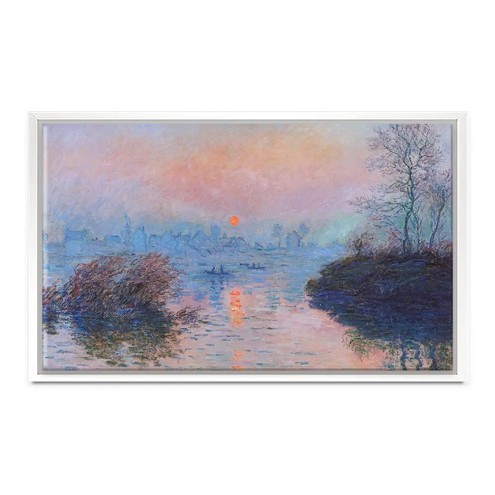 Sunset On The Seine At Lavacourt Winter Effect Canvas Print