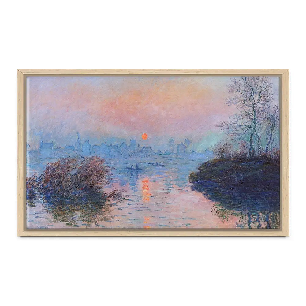 Sunset On The Seine At Lavacourt Winter Effect Canvas Print