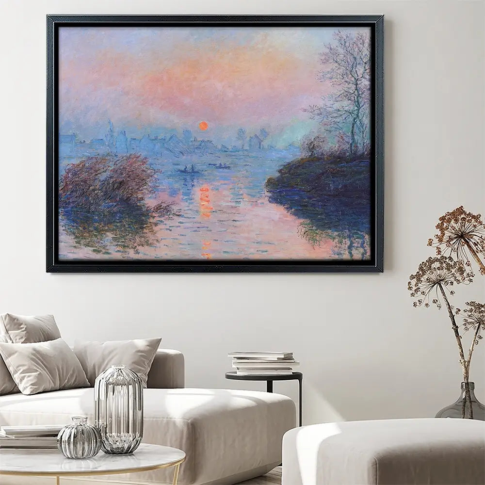 Sunset On The Seine At Lavacourt Winter Effect Canvas Print