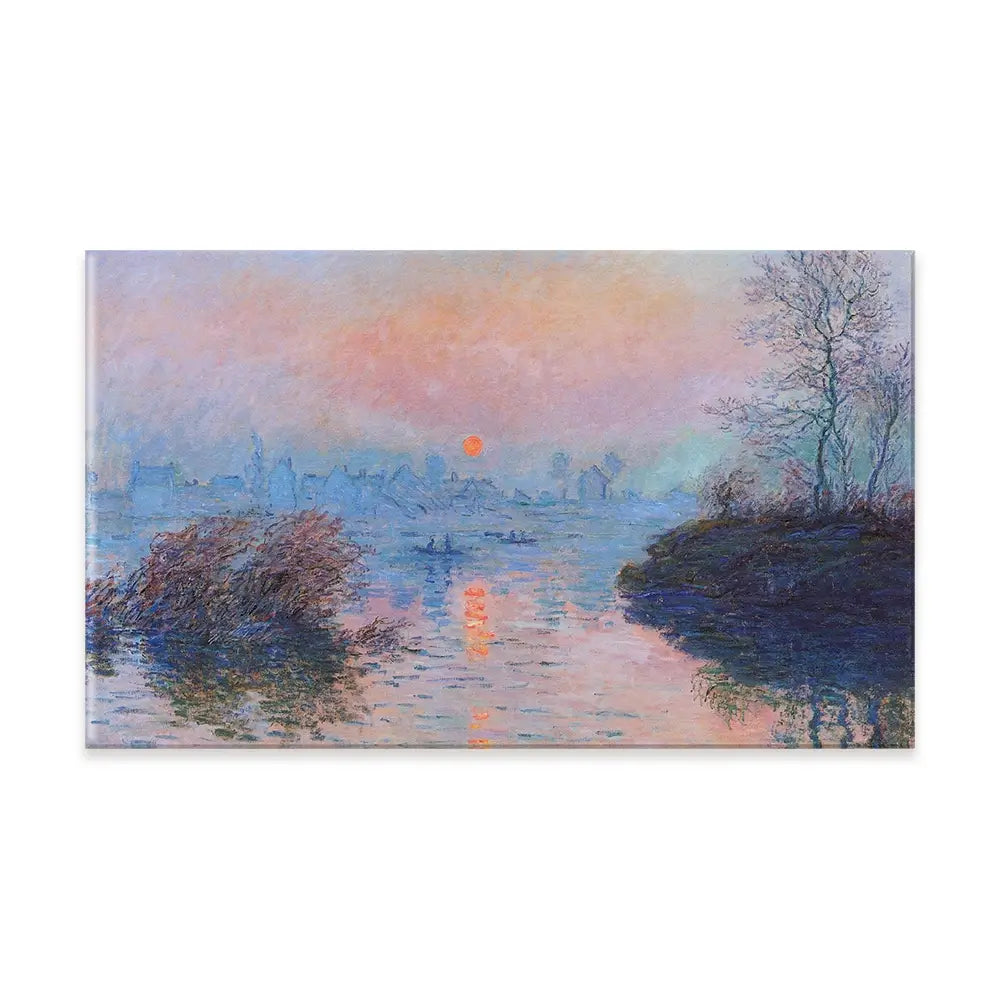 Sunset On The Seine At Lavacourt Winter Effect Canvas Print